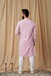 Onion Pink Muslin Allover Embroidered Kurta Pyjama
