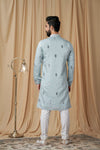 Sky Blue Muslin Mirror and Embroidered Kurta Pyjama