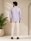 Lavender Linen Printed Short Kurta