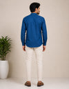 Teal Blue Plain Cotton Short Kurta