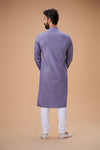 Purple Pure Cotton Self Jaquard Kurta Pyjama