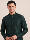 Bottle Green  Art Silk Plain Kurta Set Festive Wear