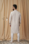 Beige Tusser Embroidered Kurta Pyjama