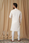 Off White Matka Silk Embroidered Kurta Pyjama