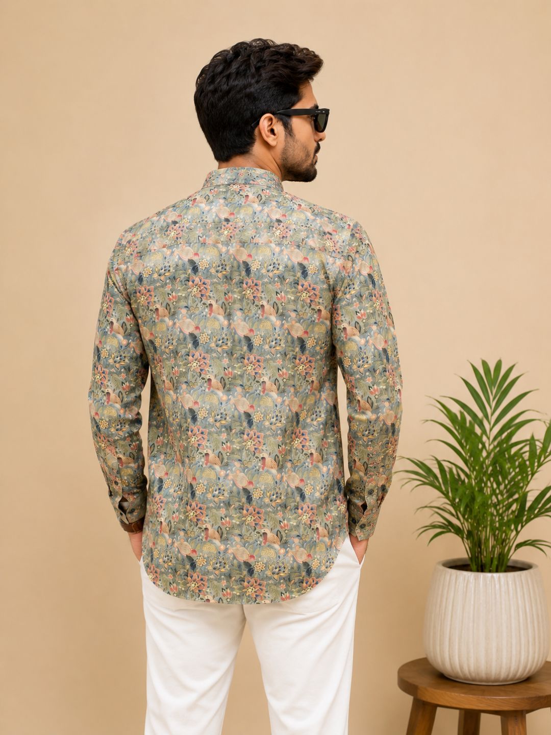 Coffee Brown Cotton Printed Short Kurta