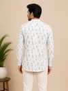 White Cotton Printed Short Kurta