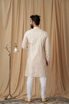 Beige Matka Silk Embroidered Kurta Pyjama