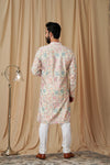 Off White Muslin Mirror and Embroidered Kurta Pyjama