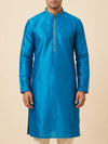 Turquoise Blue  Art Silk Jaquard Kurta Set Festive Wear