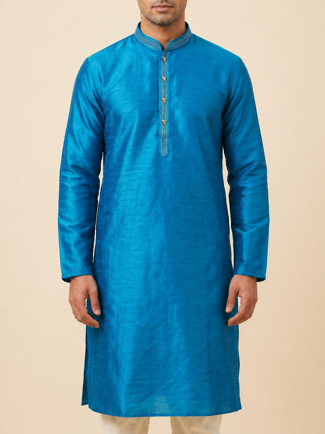 Turquoise Blue  Art Silk Jaquard Kurta Set Festive Wear
