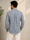Pearl Grey Cotton Printed Short Kurta