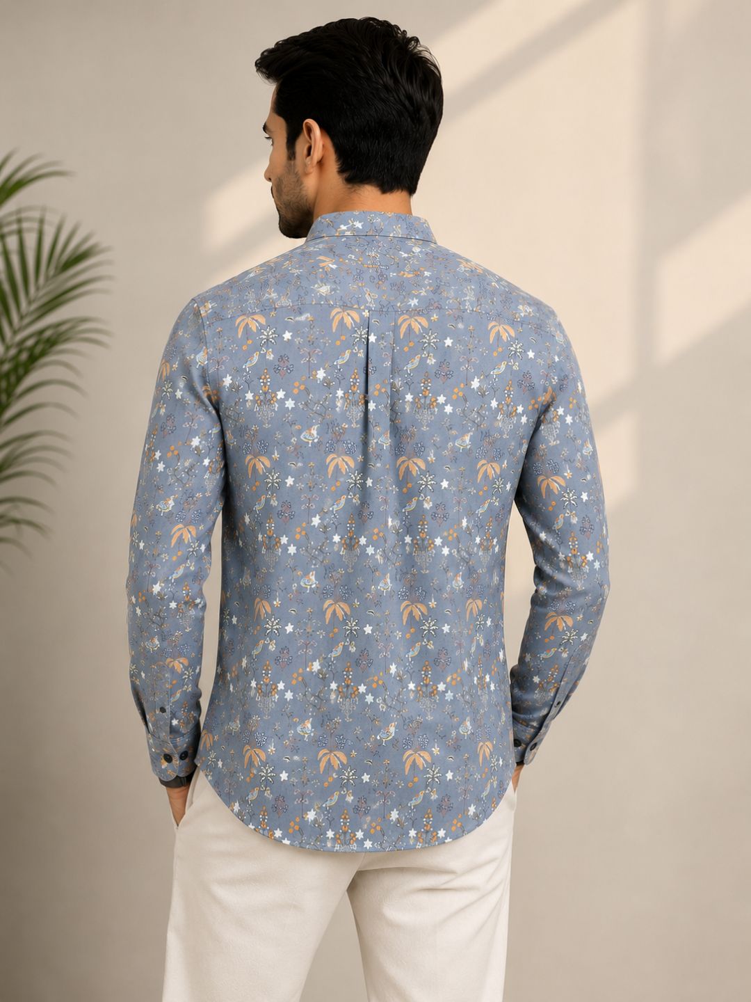 Pearl Grey Cotton Printed Short Kurta