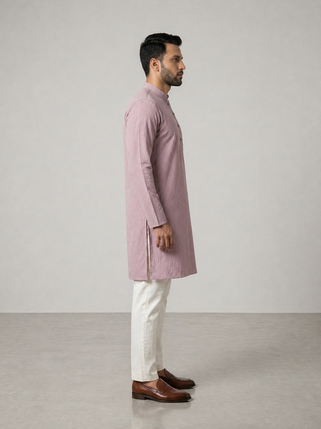 Onion Pink Rayon Plain Self Jaquard Kurta Set for Casual Wear