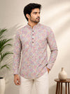 Onion Pink Cotton Printed Short Kurta
