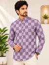 Onion Pink Cotton Printed Short Kurta