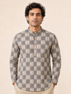 Beige Cotton Printed Short Kurta
