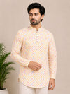 Multi Coloured Linen Printed Short Kurta