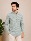 Moss Green Cotton Printed Short Kurta