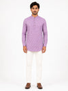 Lavender Linen Printed Short Kurta