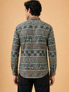 Bottle Green Linen Printed Short Kurta