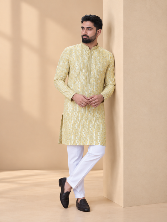 Mehendi Green Printed Kurta Pyjama