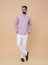 Onion Pink Linen Plain Short Kurta