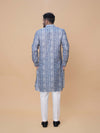 Sky Blue Linen Cotton Printed Kurta Pyjama