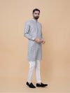 Pista Green Linen Cotton Printed Kurta Pyjama
