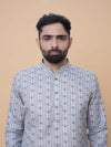 Pista Green Linen Cotton Printed Kurta Pyjama