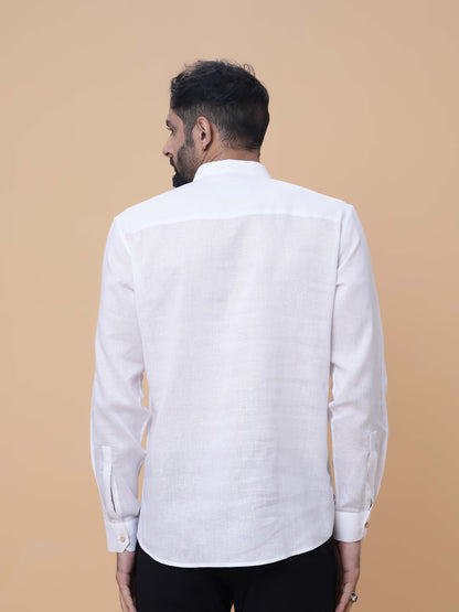 White Linen Plain Short Kurta