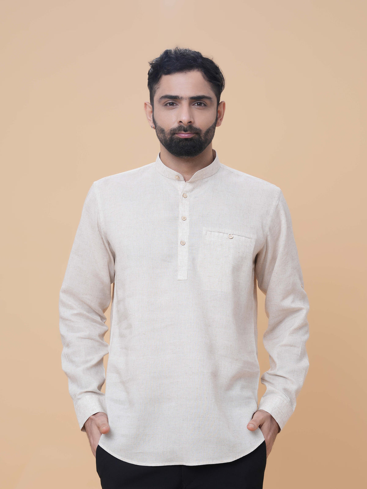 Natural Linen Plain Short Kurta