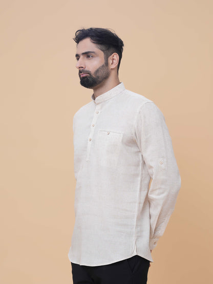 Natural Linen Plain Short Kurta