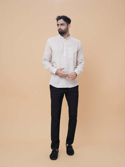Natural Linen Plain Short Kurta