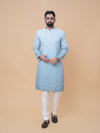 Firozi Ombre Rayon Printed Kurta Pyjama with Sequins and Thread Embroidered