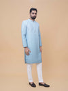 Firozi Ombre Rayon Printed Kurta Pyjama with Sequins and Thread Embroidered