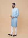 Firozi Ombre Rayon Printed Kurta Pyjama with Sequins and Thread Embroidered