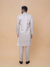 Light Gray Art Silk Daman Embroidery Kurta Pyjama with All over Buta
