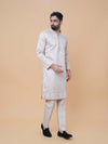 Light Gray Art Silk Daman Embroidery Kurta Pyjama with All over Buta