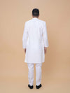 White Pure Cotton Self Jaquard Kurta Pyjama