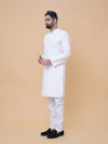 White Pure Cotton Self Jaquard Kurta Pyjama
