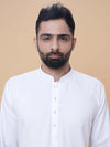 White Pure Cotton Self Jaquard Kurta Pyjama