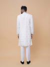 Off-White Art Silk Daman Embroidery Kurta Pyjama with All over Buta