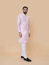 Baby Pink Linen Cotton Printed Kurta Pyjama