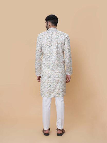 Pista Green Printed Kurta Pyjama