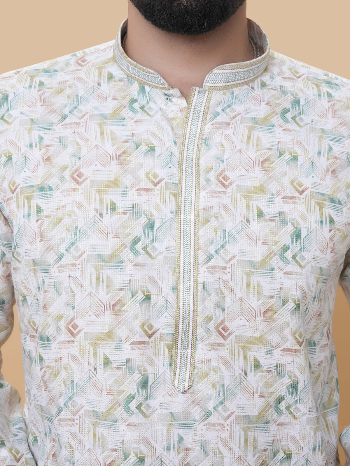 Pista Green Printed Kurta Pyjama