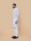 Light Gray Linen Cotton Printed Kurta Pyjama