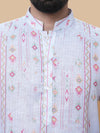 Light Gray Linen Cotton Printed Kurta Pyjama