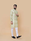 Mehendi Green Linen Cotton Printed Kurta Pyjama