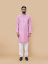 Pink Linen Cotton Plain Kurta Pyjama