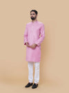 Pink Linen Cotton Plain Kurta Pyjama